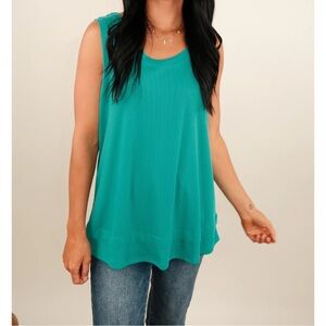 Teal Ribbed Sleeveless Top